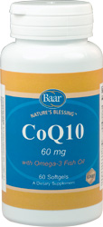 CoQ10 60 mg Softgels, with Omega-3 Fish Oil, 60 Softgels 