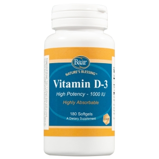 Vitamin D3 1000 IU, 180 softgels
